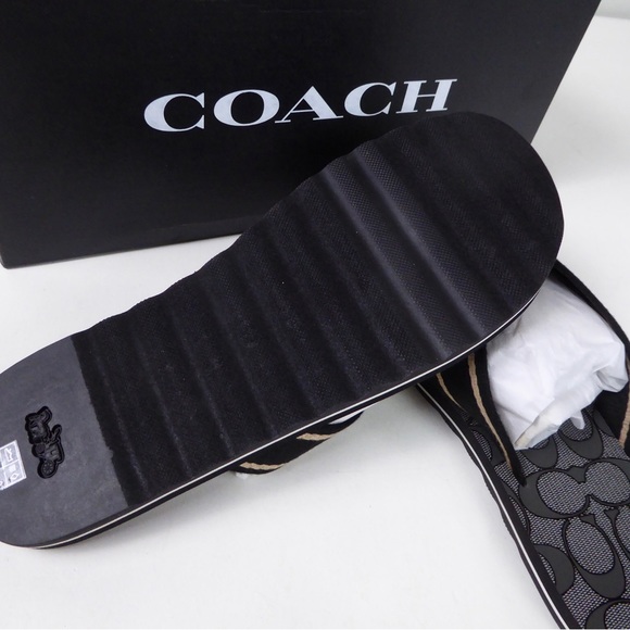 Coach Zoe Webbed Flip Flop Sandal w Signature C Logo Thong Slip On NIB - Picture 4 of 8